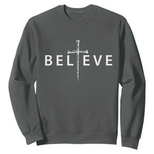 Cross Christian Religious Believe Blessed Faith Graphic Sweatshirt TS10 Dark Heather Print Your Wear