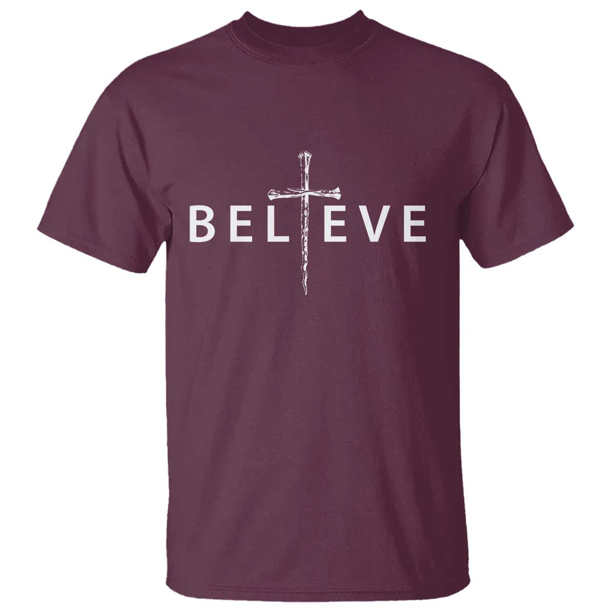 Cross Christian Religious Believe Blessed Faith Graphic T Shirt TS10 Maroon Print Your Wear