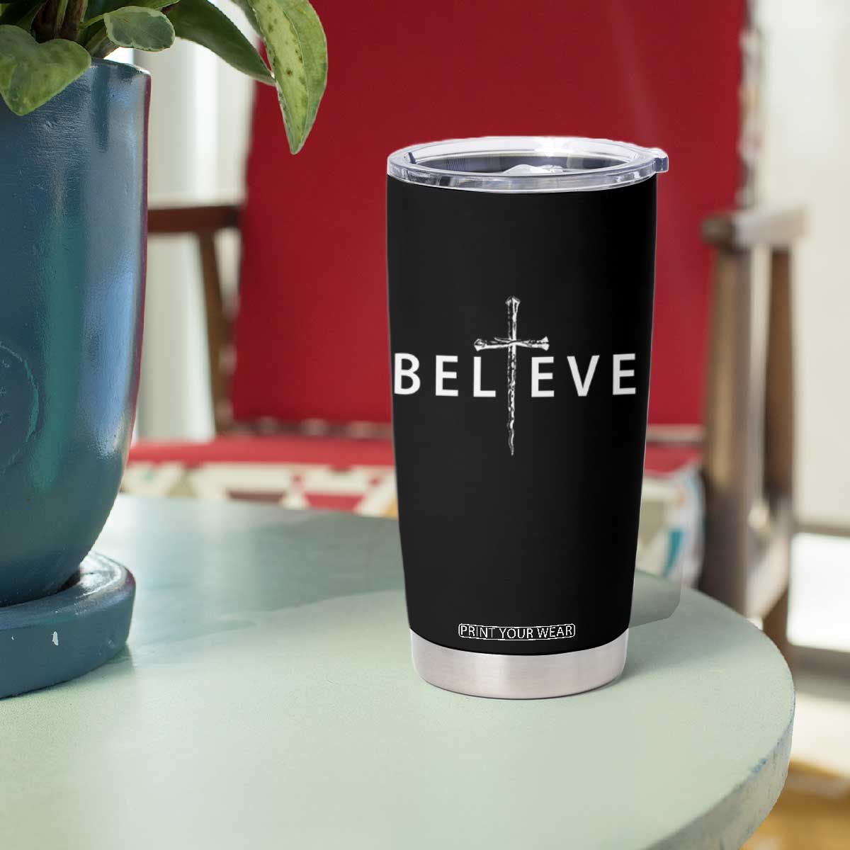 Cross Christian Religious Believe Blessed Faith Graphic Tumbler Cup TS10 Print Your Wear