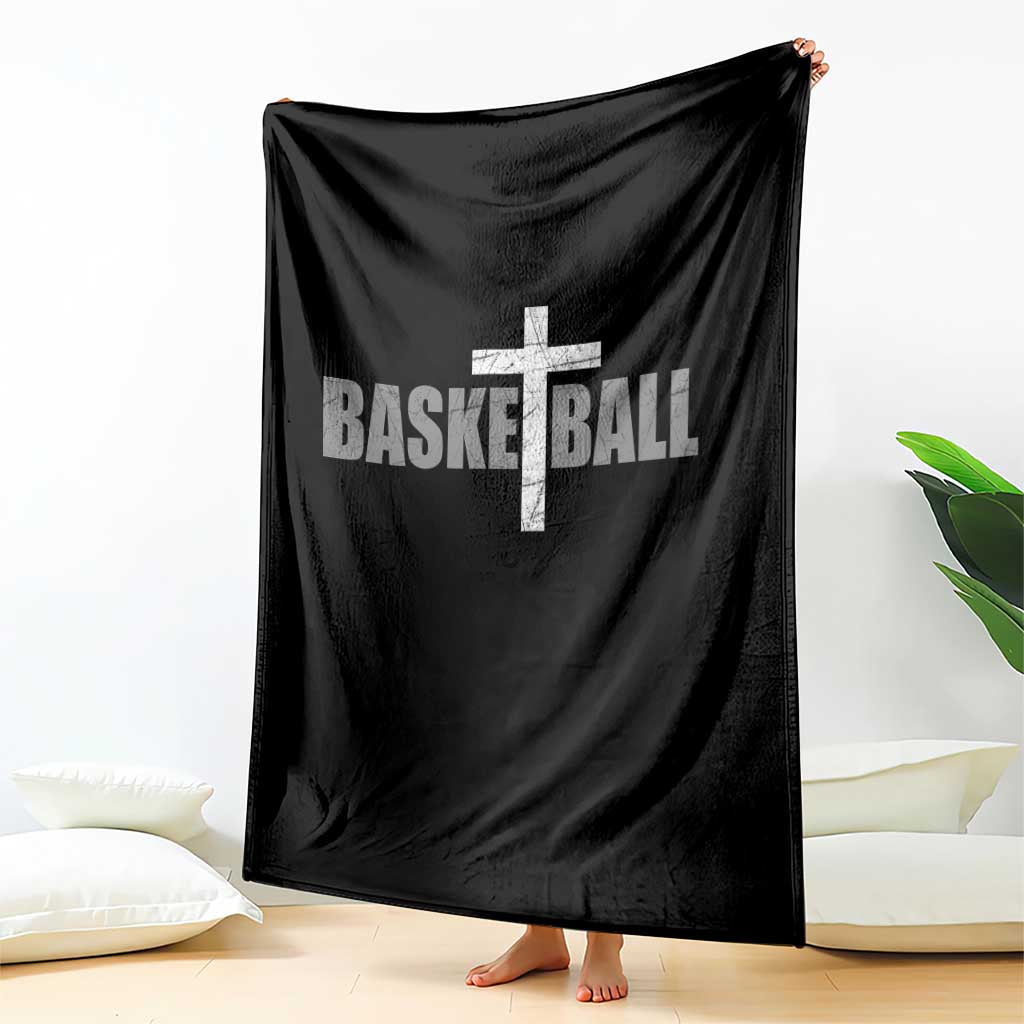 Christian Basketball Cross Throw Blanket Vintage Minimal Religious Faith TS10 Print Your Wear