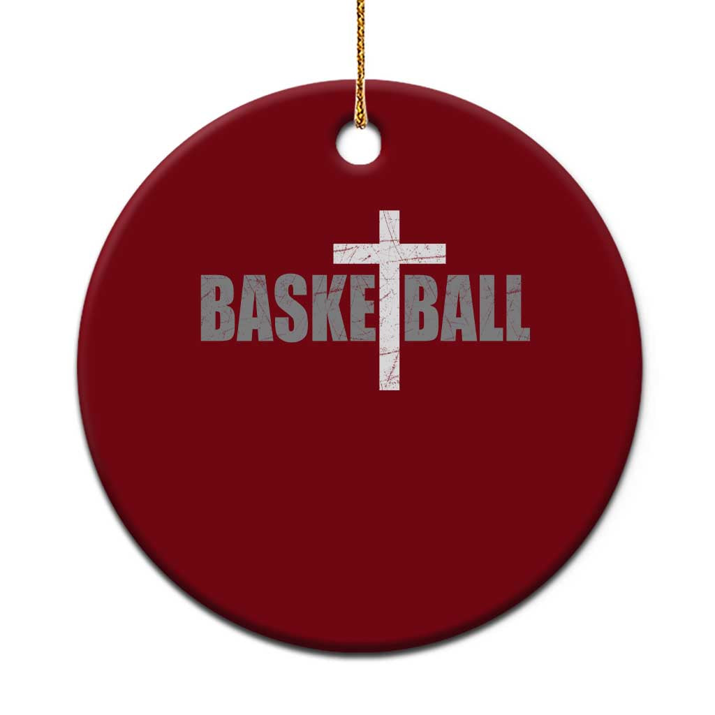 Christian Basketball Cross Ceramic Ornament Vintage Minimal Religious Faith TS10 1pc Red Print Your Wear