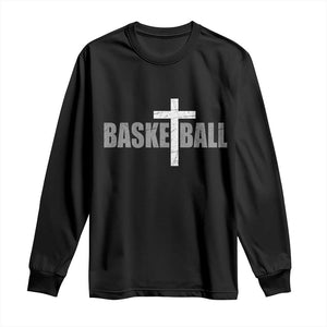 Christian Basketball Cross Long Sleeve Shirt Vintage Minimal Religious Faith TS10 Black Print Your Wear