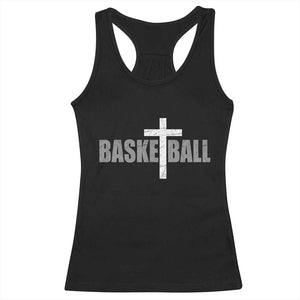 Christian Basketball Cross Racerback Tank Top Vintage Minimal Religious Faith TS10 Black Print Your Wear