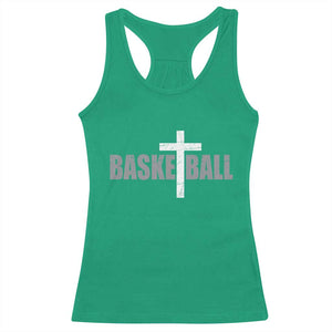 Christian Basketball Cross Racerback Tank Top Vintage Minimal Religious Faith TS10 Irish Green Print Your Wear