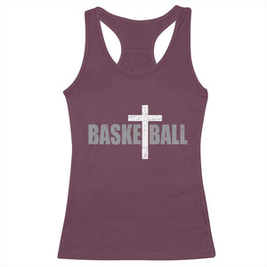 Christian Basketball Cross Racerback Tank Top Vintage Minimal Religious Faith TS10 Maroon Print Your Wear