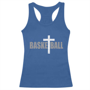 Christian Basketball Cross Racerback Tank Top Vintage Minimal Religious Faith TS10 Royal Blue Print Your Wear
