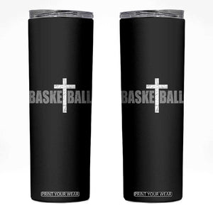 Christian Basketball Cross Skinny Tumbler Vintage Minimal Religious Faith TS10 Black Print Your Wear