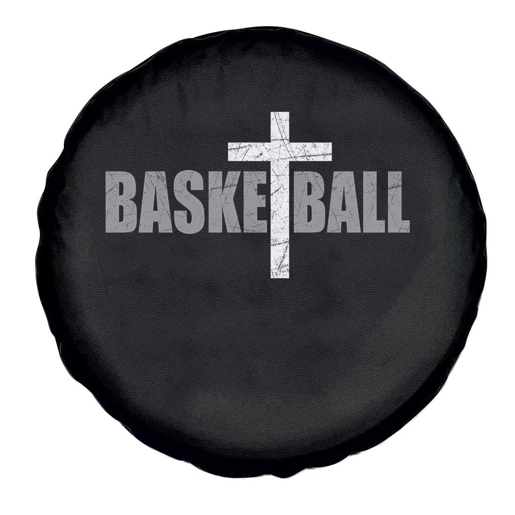 Christian Basketball Cross Spare Tire Cover Vintage Minimal Religious Faith TS10 Print Your Wear