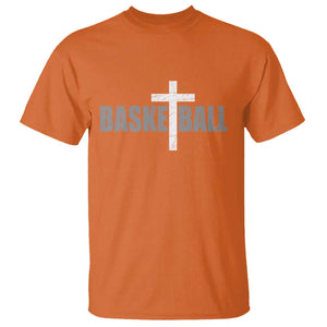 Christian Basketball Cross T Shirt Vintage Minimal Religious Faith TS10 Orange Print Your Wear