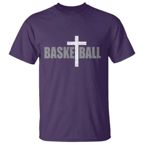 Christian Basketball Cross T Shirt Vintage Minimal Religious Faith TS10 Purple Print Your Wear