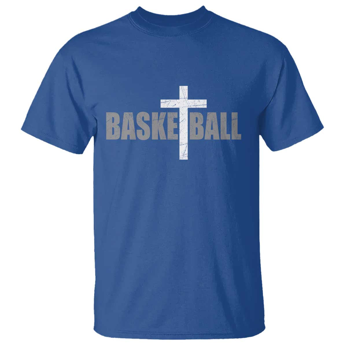 Christian Basketball Cross T Shirt Vintage Minimal Religious Faith TS10 Royal Blue Print Your Wear