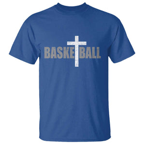 Christian Basketball Cross T Shirt Vintage Minimal Religious Faith TS10 Royal Blue Print Your Wear