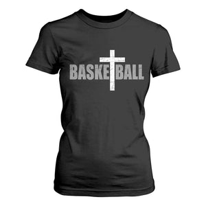 Christian Basketball Cross T Shirt For Women Vintage Minimal Religious Faith TS10 Black Print Your Wear