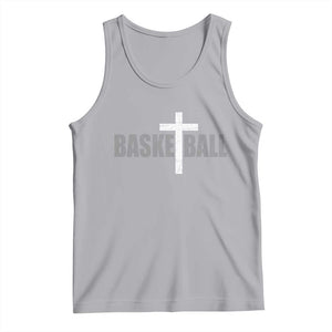Christian Basketball Cross Tank Top Vintage Minimal Religious Faith TS10 Athletic Heather Print Your Wear