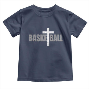 Christian Basketball Cross Toddler T Shirt Vintage Minimal Religious Faith TS10 Navy Print Your Wear
