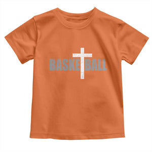 Christian Basketball Cross Toddler T Shirt Vintage Minimal Religious Faith TS10 Orange Print Your Wear