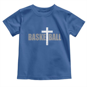 Christian Basketball Cross Toddler T Shirt Vintage Minimal Religious Faith TS10 Royal Blue Print Your Wear
