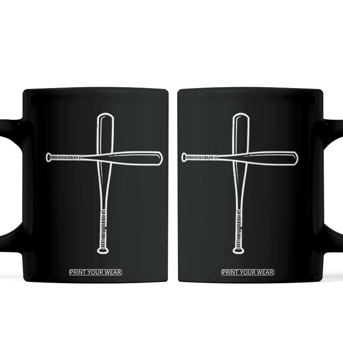 Cross Baseball Bats Coffee Mug Religious Christian Faith Sports Coach Pitcher TS10 Black Print Your Wear