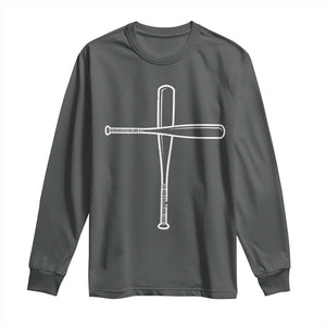 Cross Baseball Bats Long Sleeve Shirt Religious Christian Faith Sports Coach Pitcher TS10 Dark Heather Print Your Wear