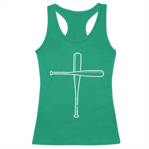 Cross Baseball Bats Racerback Tank Top Religious Christian Faith Sports Coach Pitcher TS10 Irish Green Print Your Wear
