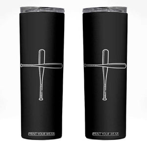 Cross Baseball Bats Skinny Tumbler Religious Christian Faith Sports Coach Pitcher TS10 Black Print Your Wear