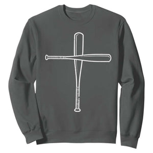 Cross Baseball Bats Sweatshirt Religious Christian Faith Sports Coach Pitcher TS10 Dark Heather Print Your Wear