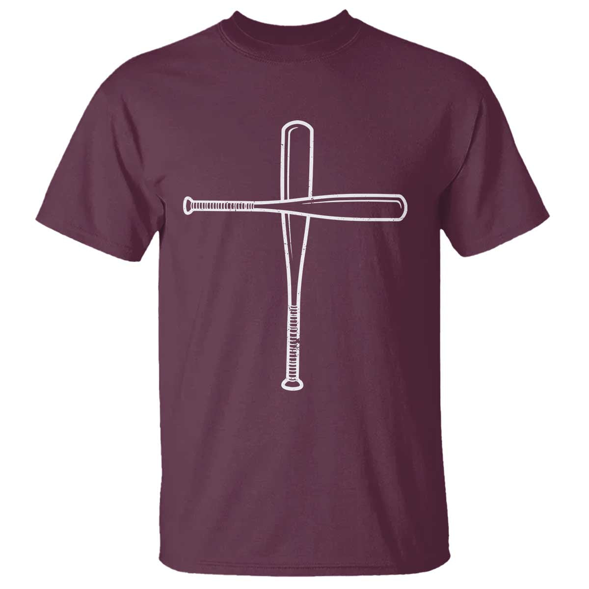Cross Baseball Bats T Shirt Religious Christian Faith Sports Coach Pitcher TS10 Maroon Print Your Wear