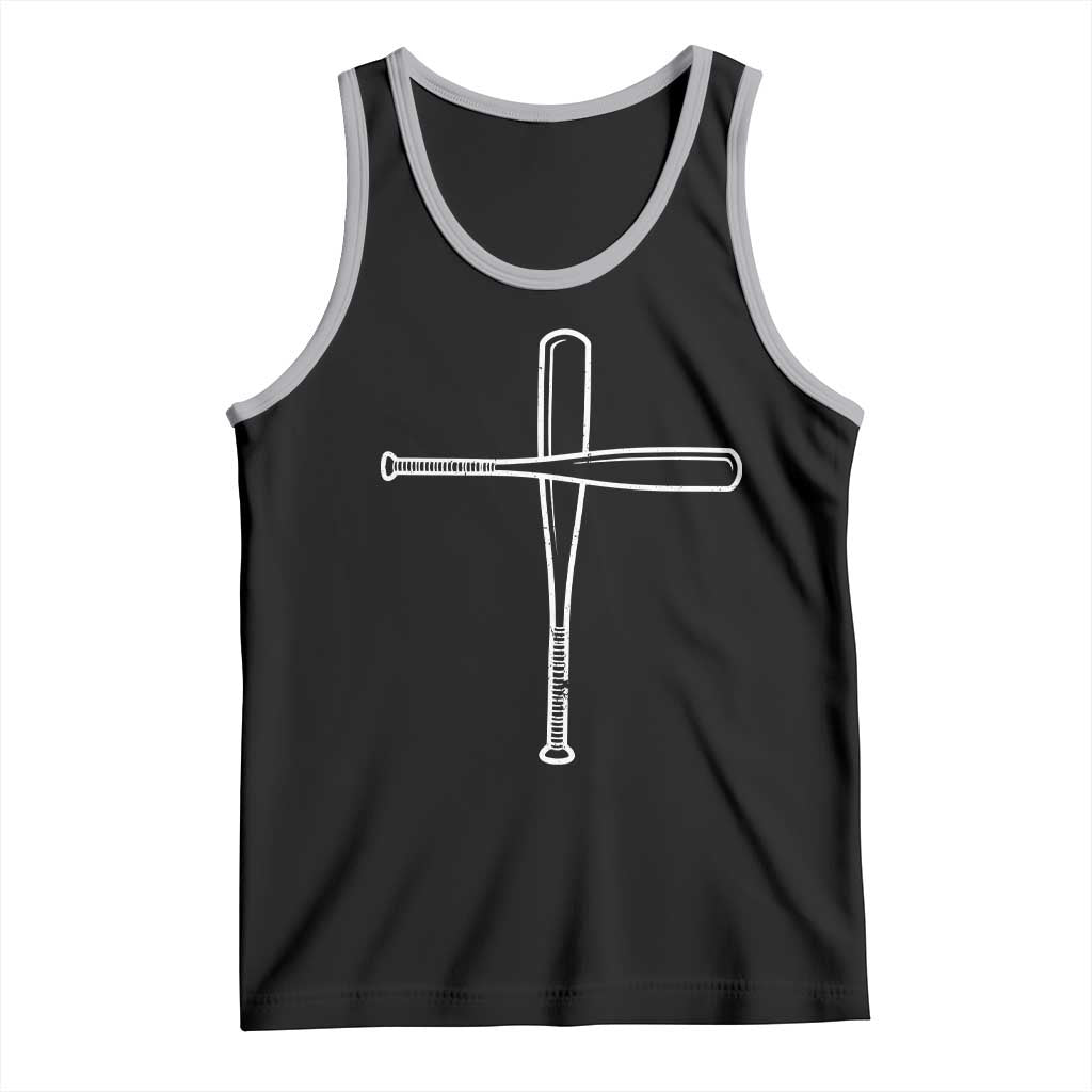 Cross Baseball Bats Tank Top Religious Christian Faith Sports Coach Pitcher TS10 Black Athletic Heather Print Your Wear