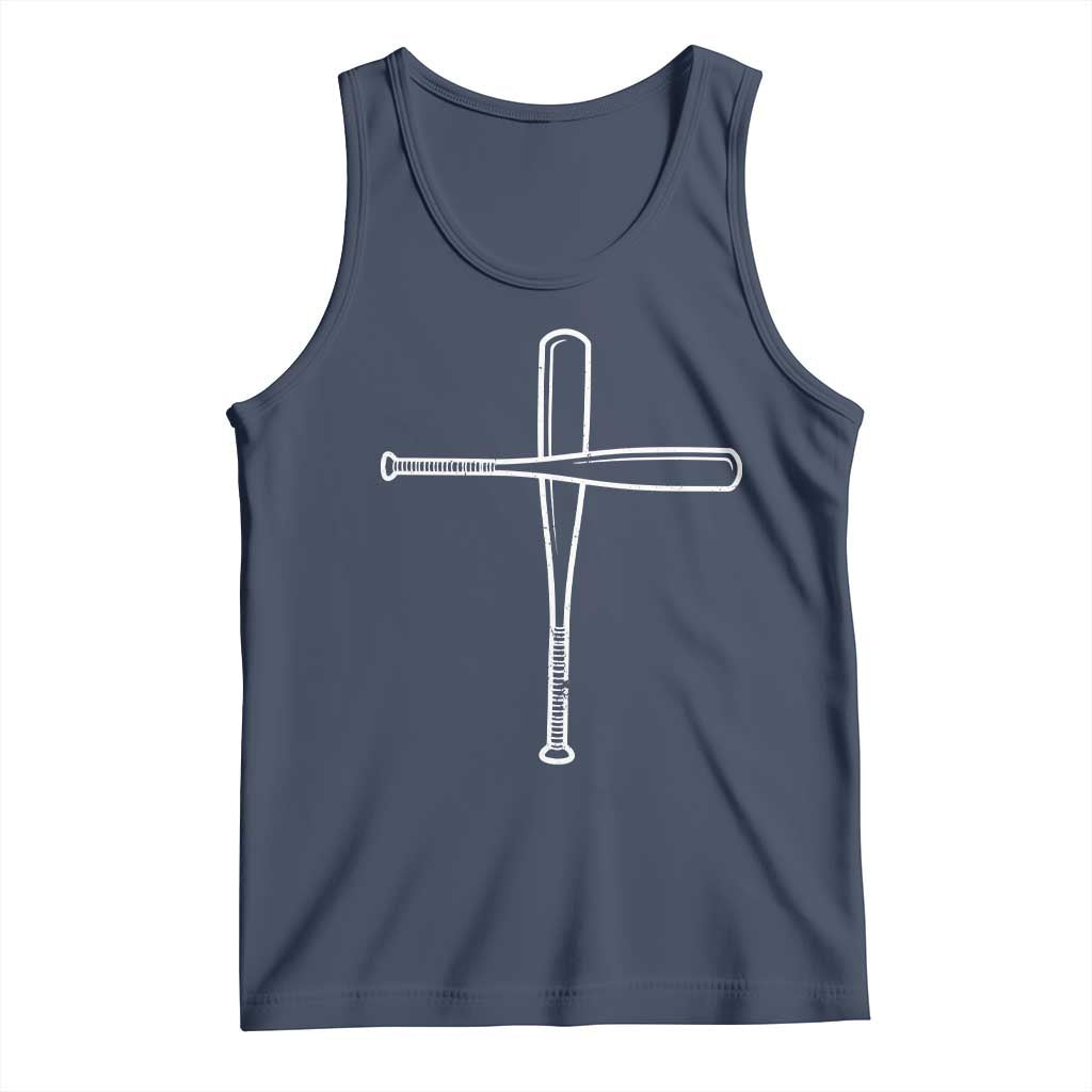 Cross Baseball Bats Tank Top Religious Christian Faith Sports Coach Pitcher TS10 Navy Print Your Wear