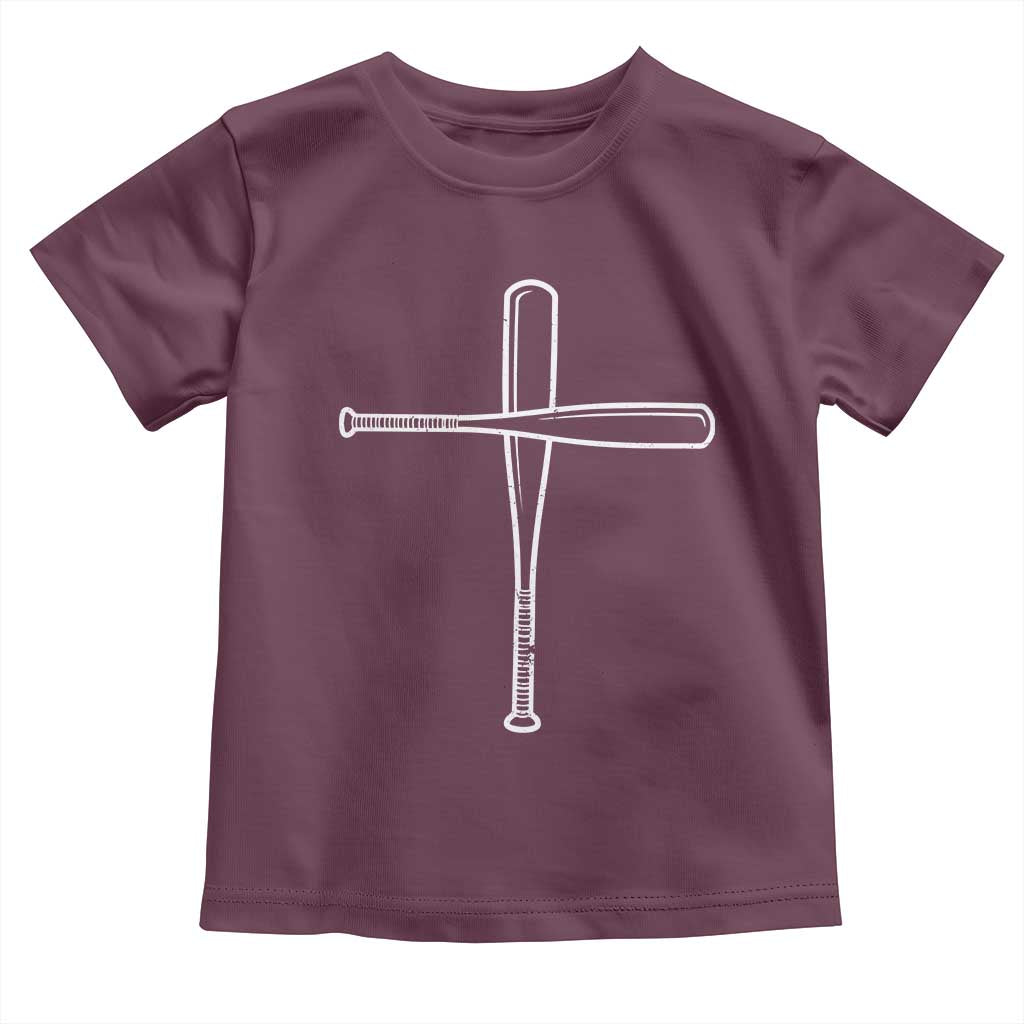 Cross Baseball Bats Toddler T Shirt Religious Christian Faith Sports Coach Pitcher TS10 Maroon Print Your Wear