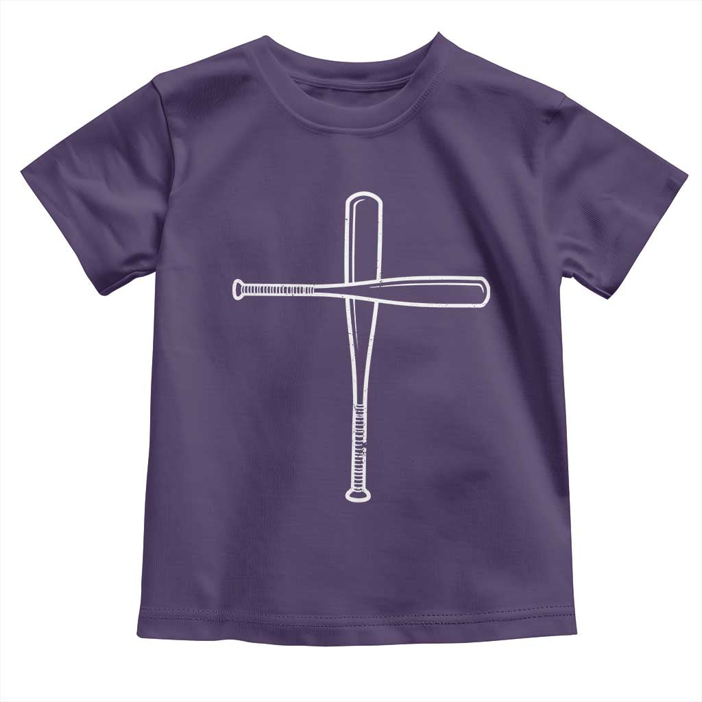 Cross Baseball Bats Toddler T Shirt Religious Christian Faith Sports Coach Pitcher TS10 Purple Print Your Wear