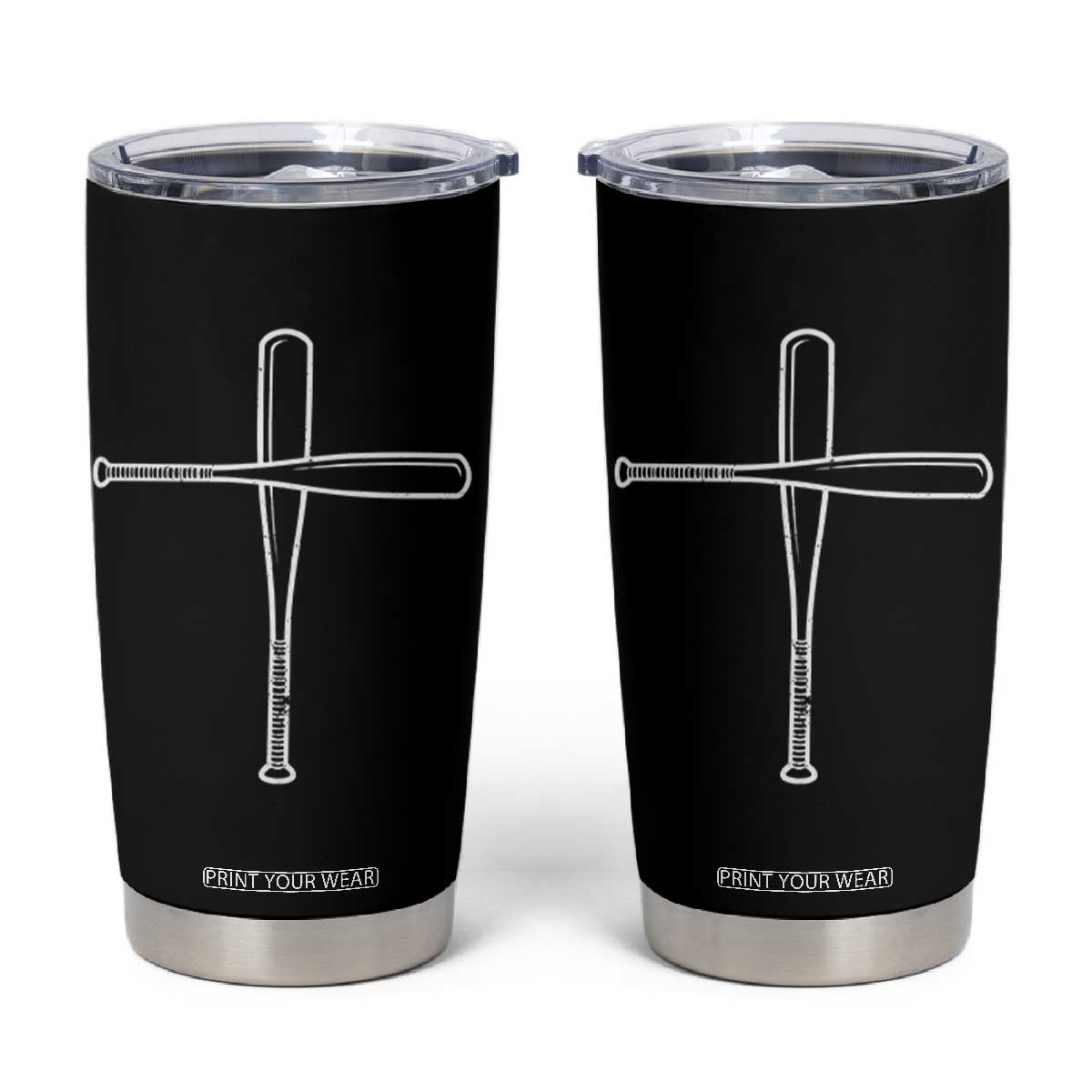 Cross Baseball Bats Tumbler Cup Religious Christian Faith Sports Coach Pitcher TS10 Black Print Your Wear