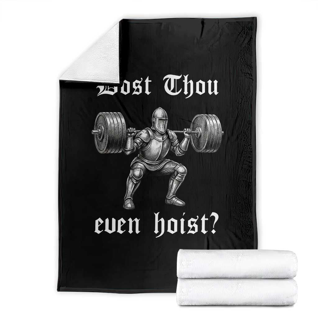 Knight Lifting Meme Throw Blanket Funny Medieval Gym Dost Thou Even Hoist TS10 Black Print Your Wear