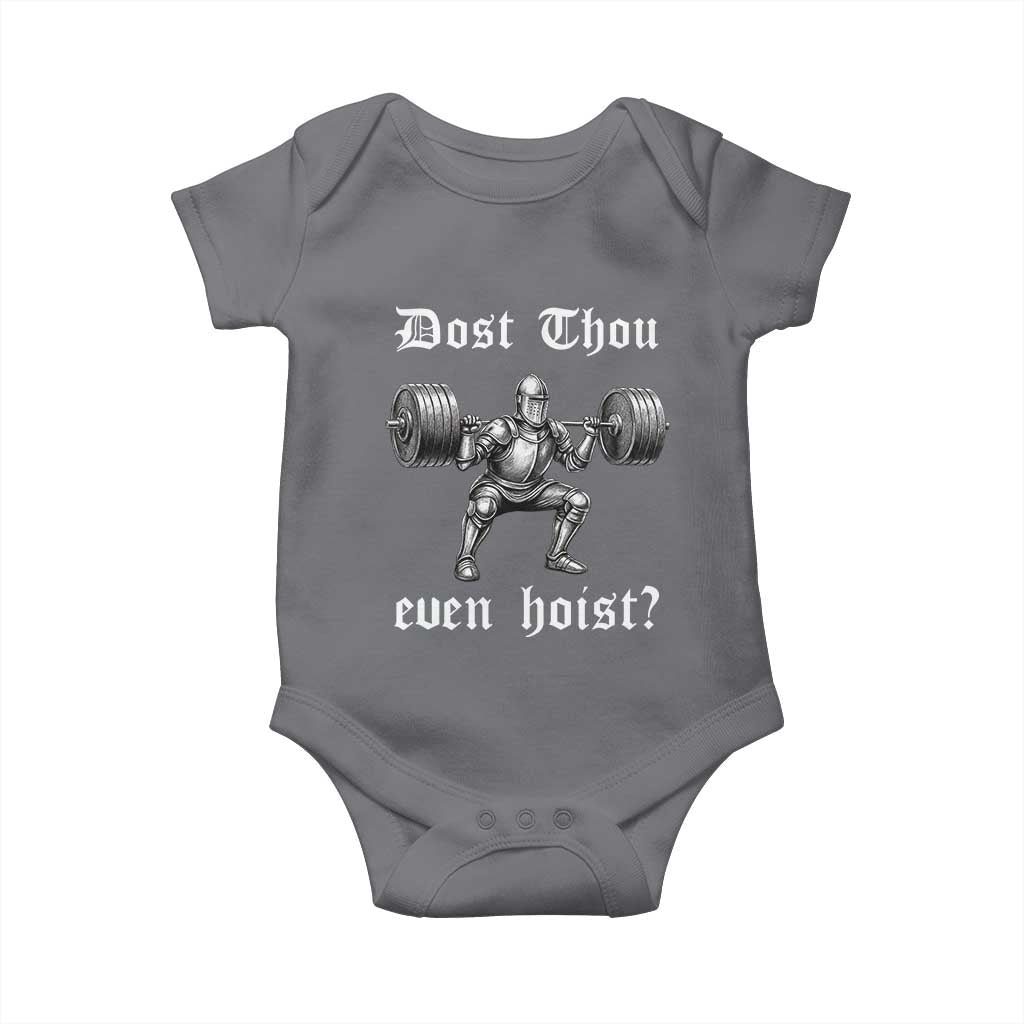 Knight Lifting Meme Baby Onesie Funny Medieval Gym Dost Thou Even Hoist TS10 Charcoal Print Your Wear