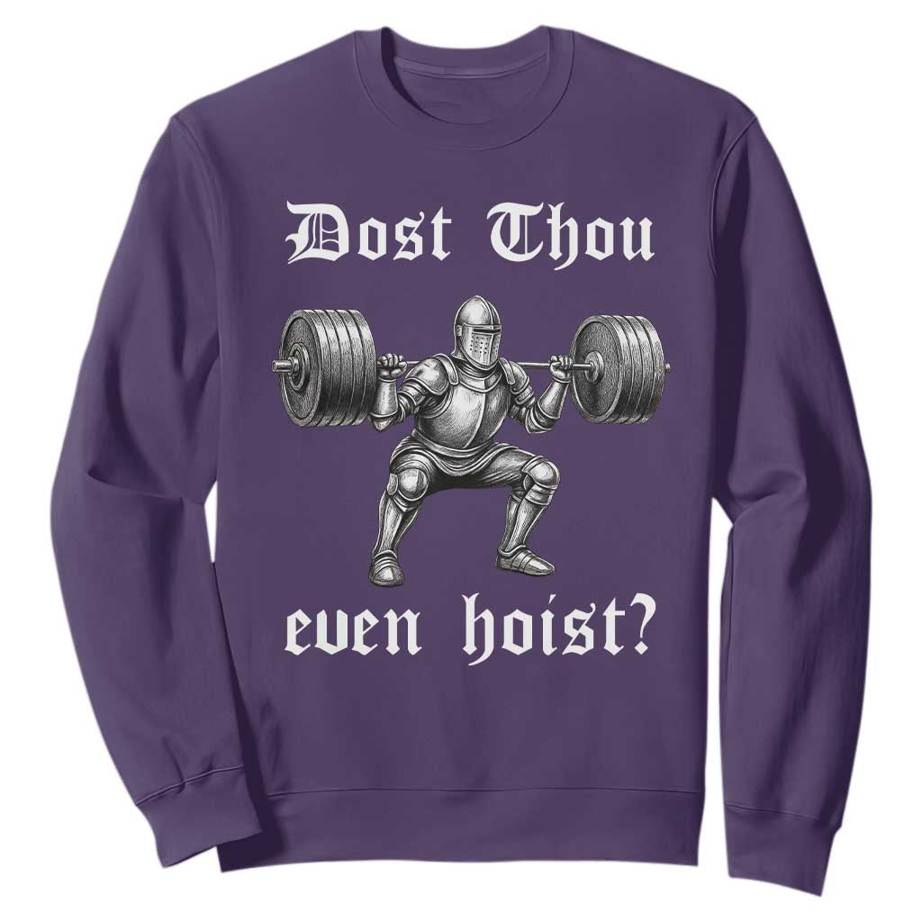 Knight Lifting Meme Sweatshirt Funny Medieval Gym Dost Thou Even Hoist TS10 Purple Print Your Wear