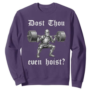 Knight Lifting Meme Sweatshirt Funny Medieval Gym Dost Thou Even Hoist TS10 Purple Print Your Wear