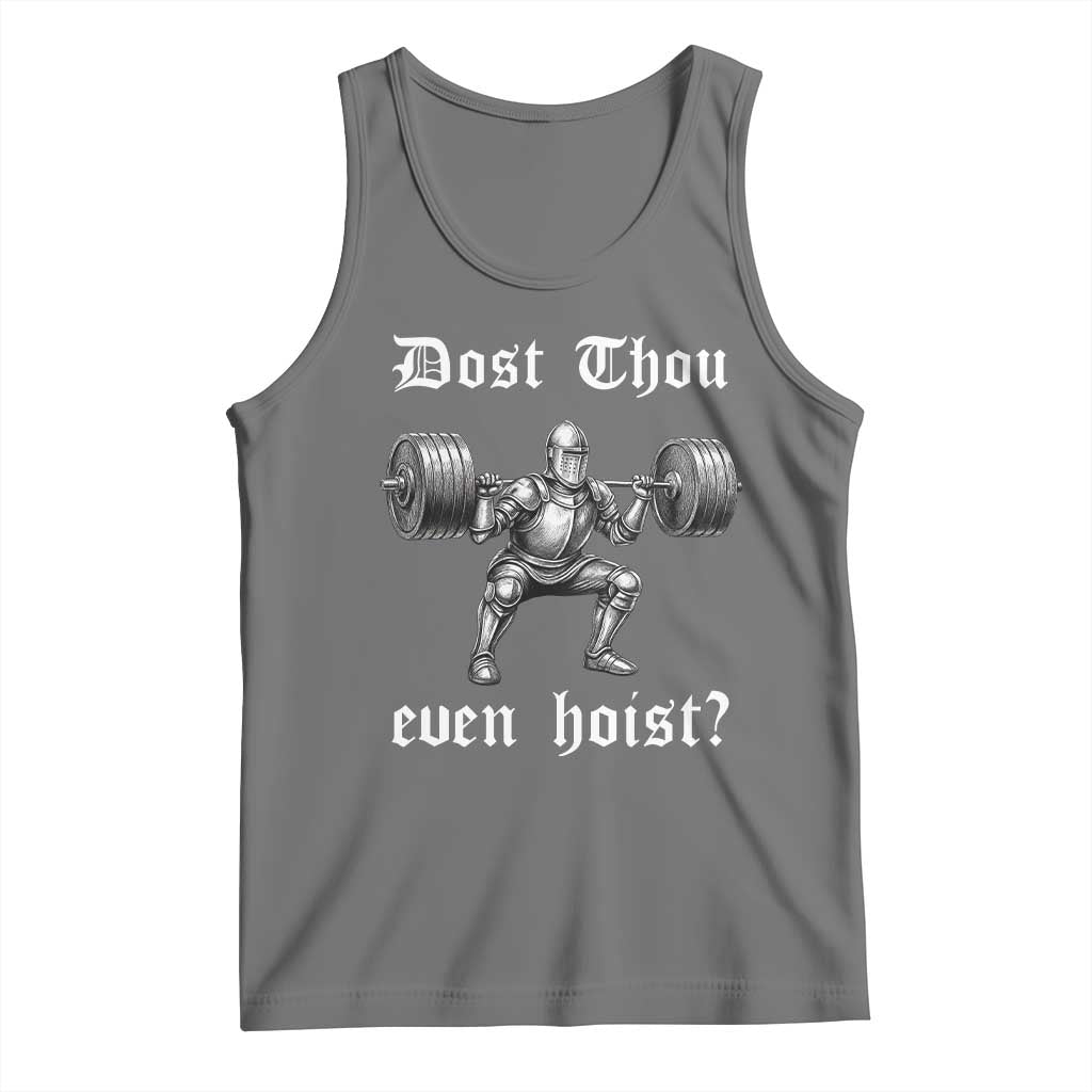 Knight Lifting Meme Tank Top Funny Medieval Gym Dost Thou Even Hoist TS10 Black Heather Print Your Wear