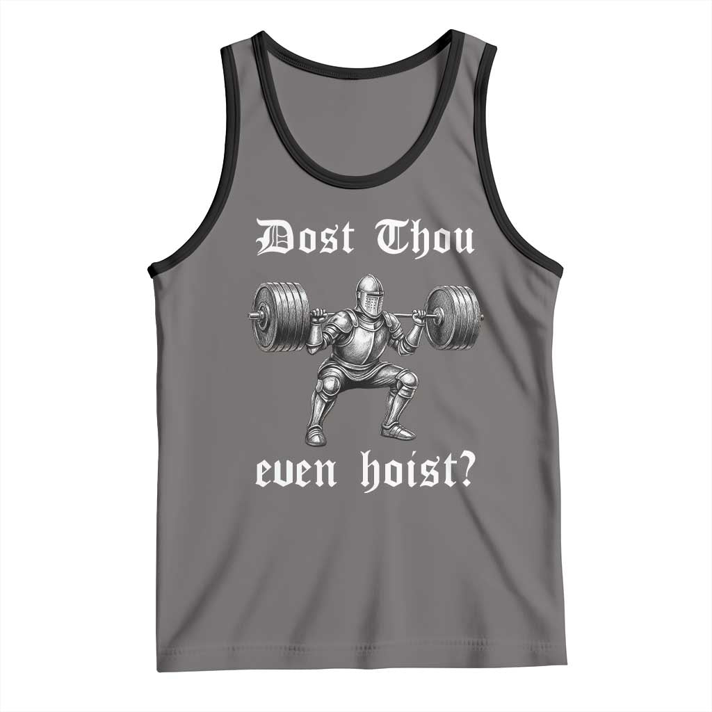 Knight Lifting Meme Tank Top Funny Medieval Gym Dost Thou Even Hoist TS10 Deep Heather Black Print Your Wear