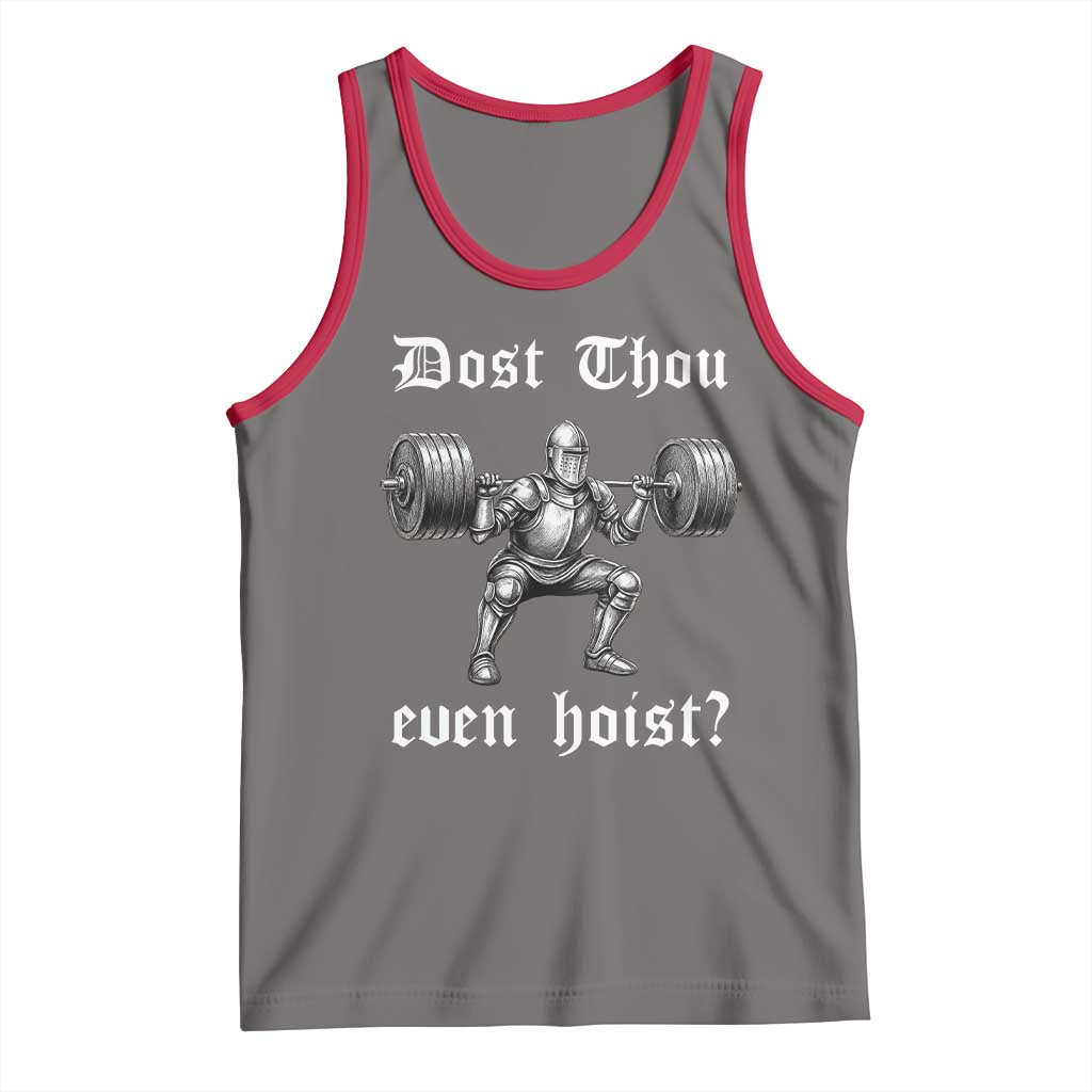 Knight Lifting Meme Tank Top Funny Medieval Gym Dost Thou Even Hoist TS10 Deep Heather Red Print Your Wear