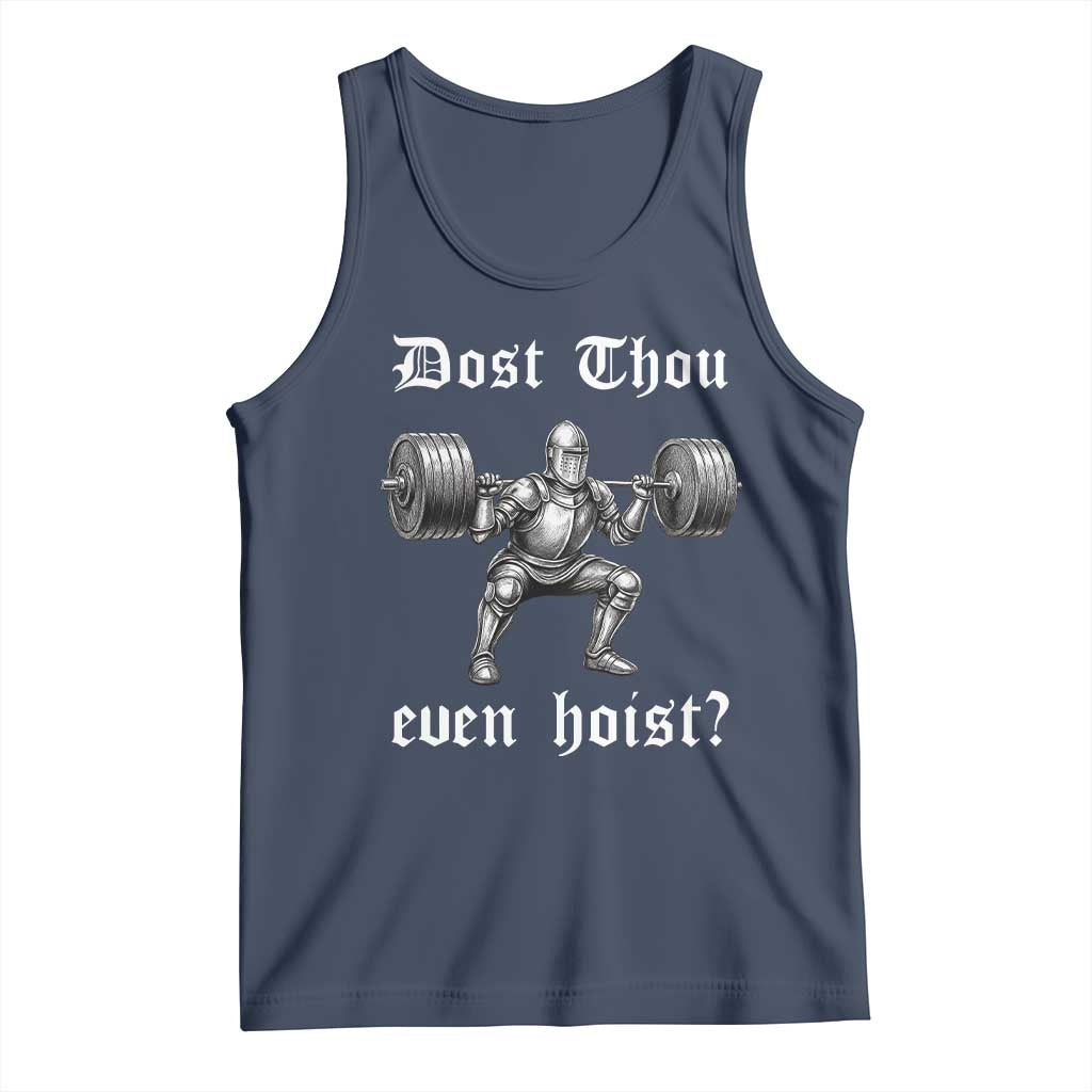 Knight Lifting Meme Tank Top Funny Medieval Gym Dost Thou Even Hoist TS10 Navy Print Your Wear