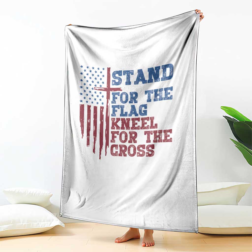 Stand For The Flag Kneel For The Cross Throw Blanket Cross US Flag American Patriotic Christian Faith 4th of July TS10 Print Your Wear