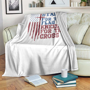 Stand For The Flag Kneel For The Cross Throw Blanket Cross US Flag American Patriotic Christian Faith 4th of July TS10 Print Your Wear