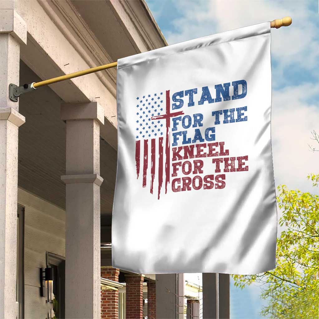 Stand For The Flag Kneel For The Cross Garden Flag Cross US Flag American Patriotic Christian Faith 4th of July TS10 Print Your Wear