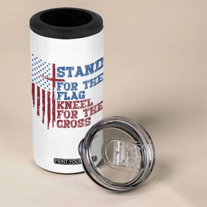 Stand For The Flag Kneel For The Cross 4 in 1 Can Cooler Tumbler Cross US Flag American Patriotic Christian Faith 4th of July TS10 Print Your Wear