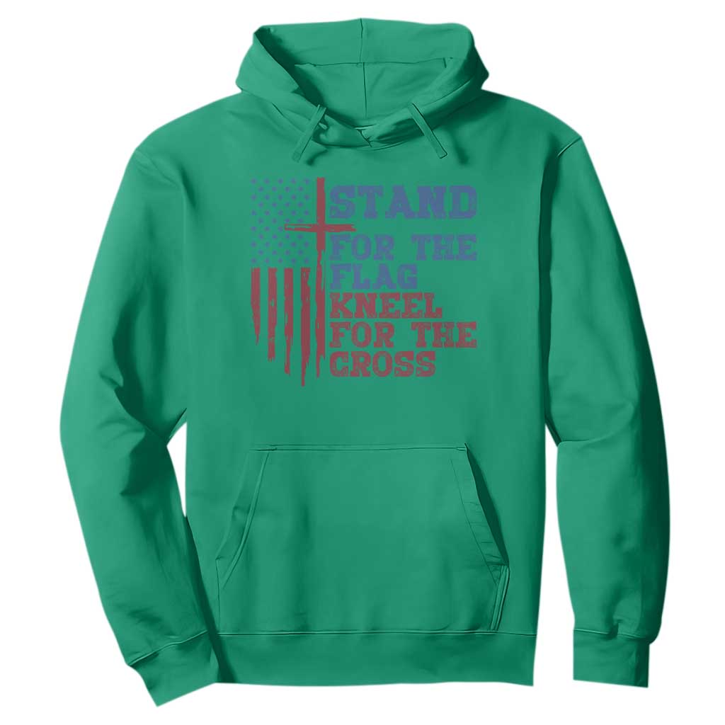 Stand For The Flag Kneel For The Cross Hoodie Cross US Flag American Patriotic Christian Faith 4th of July TS10 Irish Green Print Your Wear