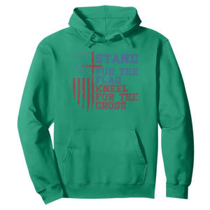 Stand For The Flag Kneel For The Cross Hoodie Cross US Flag American Patriotic Christian Faith 4th of July TS10 Irish Green Print Your Wear