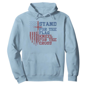 Stand For The Flag Kneel For The Cross Hoodie Cross US Flag American Patriotic Christian Faith 4th of July TS10 Light Blue Print Your Wear
