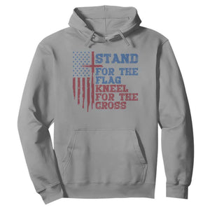 Stand For The Flag Kneel For The Cross Hoodie Cross US Flag American Patriotic Christian Faith 4th of July TS10 Sport Gray Print Your Wear