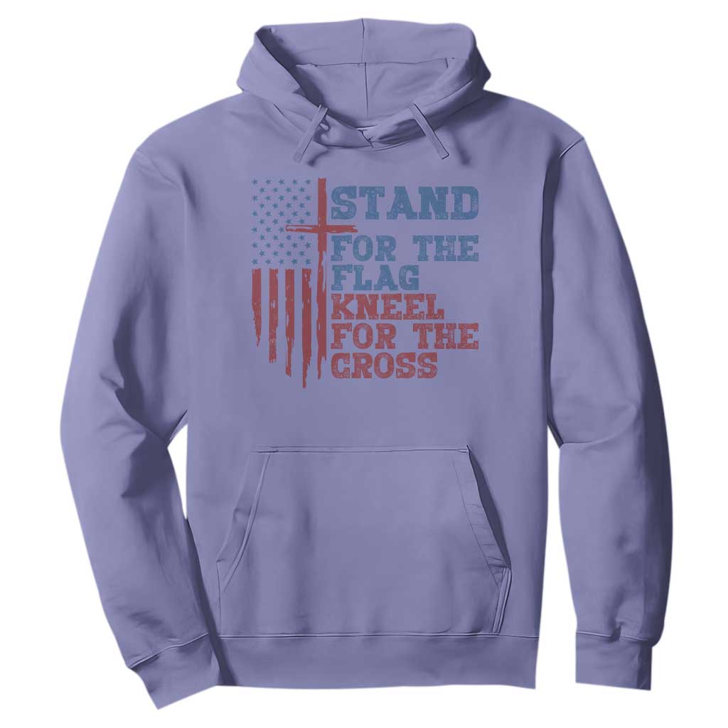 Stand For The Flag Kneel For The Cross Hoodie Cross US Flag American Patriotic Christian Faith 4th of July TS10 Violet Print Your Wear