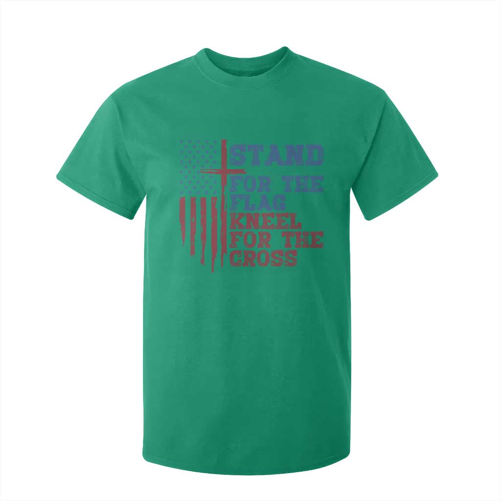 Stand For The Flag Kneel For The Cross T Shirt For Kid Cross US Flag American Patriotic Christian Faith 4th of July TS10 Irish Green Print Your Wear